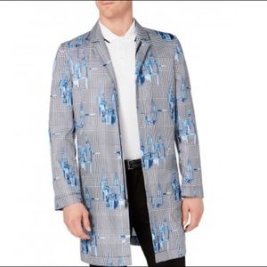 NWT Alfani Abstract Blue Overcoat